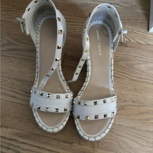 Marc Fisher Cream Studded Sandals